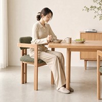 Chaise de salle à manger haut de gamme en bois massif rembourrée, assise en bouclé doux, mobilier de maison, chaise de salle à manger pour restaurant, vente en gros DISHI