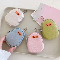 Dompet Mini Motif Leci Berkualitas Tinggi untuk Wanita, Dompet Koin, Gantungan Kunci, Aksesori Modis, Kulit PU untuk Casing Airpod 1/2 3 4
