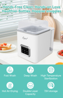Lave-biberons tout-en-un pour biberons, pièces de tire-lait et articles essentiels pour bébé, lavage rapide et normal, 60 pastilles de détergent