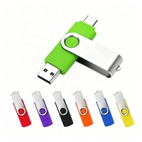 Clé USB pivotante double mémoire OTG Type C en métal avec logo personnalisé, haute vitesse USB 3.0, 8 Go, 16 Go, 32 Go, 64 Go, 128 Go, idéale pour les cadeaux, vente en gros