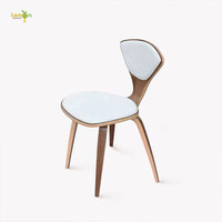 Chaise de salle à manger Cherner avec coussin en cuir, chaise de restaurant avec coussin en cuir