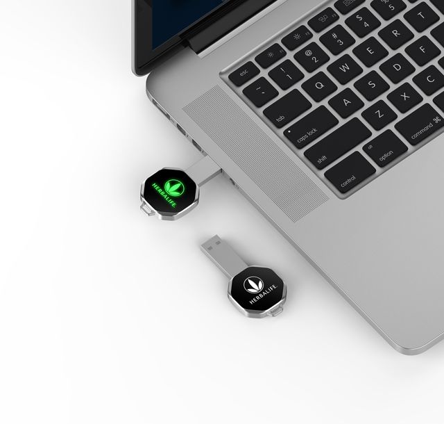 AiAude Key-Shaped Glowing USB Flash Drive | LED Light Design, 128GB Metal Key, Custom Logo for Promotional Gifts & Bulk Orders