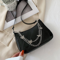 Style coréen Y2K petits sacs à bandoulière mode femmes en cuir PU sac à main de luxe décontracté avec chaîne en métal papillon
