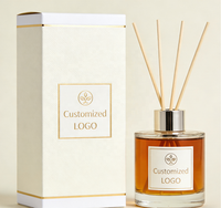Boîte d'emballage rigide personnalisée en carton ondulé recyclable avec logo doré pour diffuseur de roseaux, boîte cadeau de luxe en papier blanc pour la maison, vente en gros