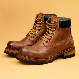 Original Design <b>Leather</b> Bottomed Men's Marmalike <b>Boots</b> with Hand-Milled Pattern <b>Worked</b> Militaristic Style - Product Image 4