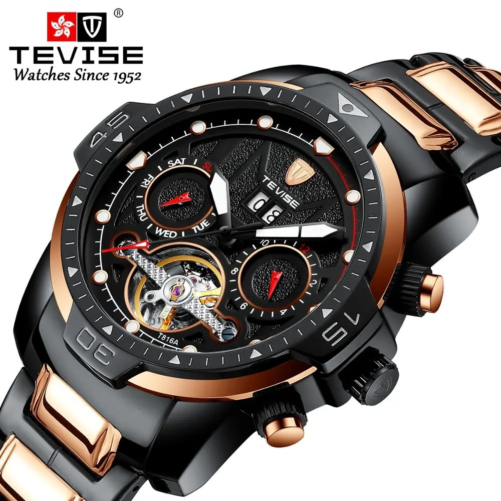 TEVISE 816 Automatic Watch Mechanical 2018 Hot Selling Classic Men Stainless Steel Custom Logo WristWatch