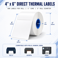 Rouleau d'étiquettes d'expédition thermiques directes 4x6, étiquettes d'adresse autocollantes imperméables pour imprimante thermique