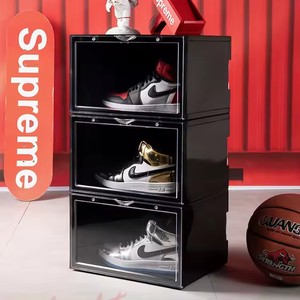 Caixa de armazenamento para sapatos com porta magnética, caixa de plástico com sensor de LED ativado por voz, com luzes, multifuncional e moderna - Product Image 6