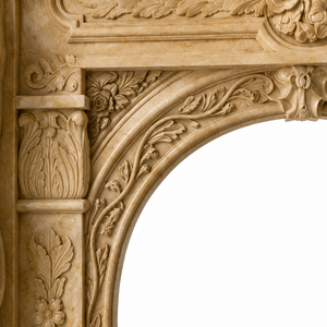 Cheminée en marbre personnalisée, moderne, sculptée à la main, luxueuse, classique, beige crème, avec manteau de cheminée en marbre et cadre de cheminée en marbre - Product Image 5