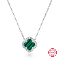 Collier pendentif en argent sterling 925 plaqué or 18 carats, trèfle à quatre feuilles incrusté de zircone, chaîne claviculaire pour femmes