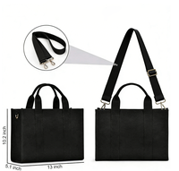Sac fourre-tout en toile noire de qualité supérieure, structuré, personnalisé avec logo