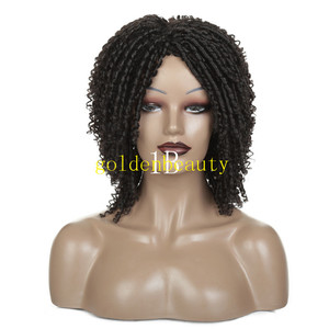 Perruques courtes pour tresses de couleur ombrée pour femmes avec accessoire de cheveux polyvalent sans dentelle sur le devant - Product Image 4