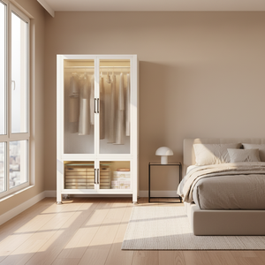 <span class=keywords><strong>Armadio</strong></span> Moderno in Acciaio per Camera da Letto, Larghezza 100cm, Alta Capacità, Armadietto Regolabile e Smontabile, Rinforzato in Acciaio al Carbonio Spesso - Product Image 4