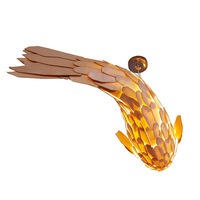 Décoration d'intérieur JACKSUN Éclairage LED Projet en bois Grand hall d'hôtel Escalier Poisson Suspension