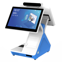 Sistem Kontrol Akses KMS Terminal Pengenal Wajah Layar Ganda Mesin Pengunjung dengan Kode QR NFC dan Printer untuk Kantor Hotel