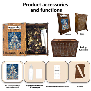 Puzzle d'arbre de Noël en bois, épaisseur 3,0 mm, forme irrégulière, pour adolescents, style tirelire - Product Image 5