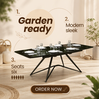 Meubles de salle à manger pour hôtel de luxe moderne sur mesure, pieds en métal géométriques, plateau en verre thermofusible de 10 mm, pliable