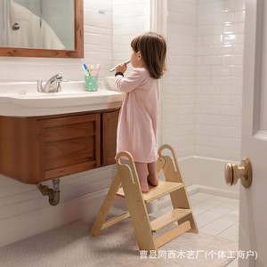 Torre de aprendizaje Montessori, taburete de madera plegable para niños, escalones para lavabo, reposapiés - Product Image 2