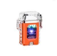 Briquet plasma USB d'extérieur au design moderne Double arc coupe-vent avec corps transparent Nouvelle technologie Allume-cigare