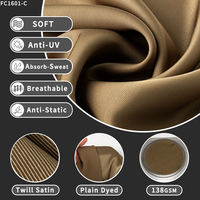 100% Polyester Couleurs Satin Tissu Avec Texture Soyeuse 138gsm Poids Moyen et Respirant Sergé Abaya Tissu pour Femmes Robe