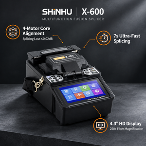 Soudeuse par fusion de fibres optiques X-600 à alignement de cœur à 4 moteurs, épissage rapide en 7s, batterie 5200 mAh, machine à souder les fibres optiques - Product Image 2