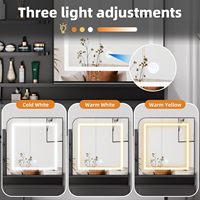En gros Coiffeuse moderne en bois avec miroir réglable, 3 éclairages LED et 5 niveaux de rangement pour chambre et salon