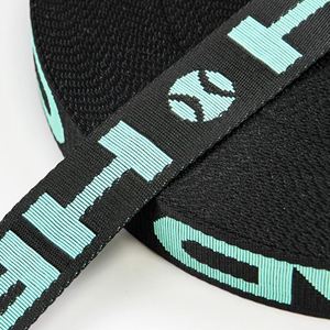 สายรัดกระเป๋าเป้ PP Webbing Tape ทำจากโพลีโพรพิลีน 100%  ลายโลโก้แบบ Jacquard ขนาด 25 มม. สีดำ หนา 2 มม. - Product Image 5