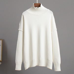 New Casual Splicing High Neck Loose Thickened Women's <b>Sweater</b> Knitted Pullover Fashion - Product Image 4