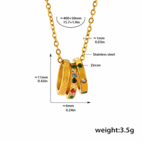 Collier en acier inoxydable 316L avec anneaux entrelacés, 2 styles, zircon CZ transparent et arc-en-ciel, plaqué or 18K PVD avec gravure « Love », cadeau