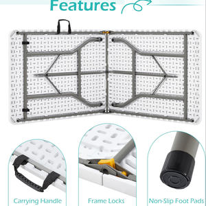 Table pliante d'extérieur blanche avec coussin imperméable pour événements, repas, parcs, hôtels, chambres, cuisines, halls extérieurs - Product Image 3