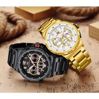 Jam Tangan Pria MINI FOCUS MF0492G Bisnis Quartz, Kronograf, Original, Stainless Steel, Tahan Air, Dilengkapi Fitur Penunjuk Hari