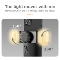 Nouveau stabilisateur pour perche à selfie télécommandée, anti-tremblement, avec lumière LED intégrée, mini trépied portable en alliage d'aluminium pour VLOG