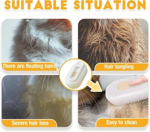 3 in 1 Cat Steam <b>Brush</b> Steamy Dog <b>Brush</b> Electric Spray Cat Hair <b>Brushes</b> for Massage <b>Pet</b> Grooming Comb Hair Removal Combs - Product Image 5