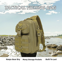 Sac à dos tactique de pêche personnalisé en polyester imperméable MOLLE pour la randonnée, le camping, avec porte-canne et rangement multi-poches pour matériel de pêche