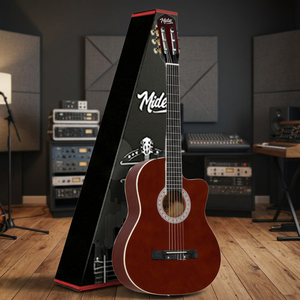 4/4 Natural Classical Guitar Adjustable Truss Rod Spruce <b>Top</b> Glossy Finish Mahogany Neck Cutaway Body | Midex MGX-100BRW - Product Image 3