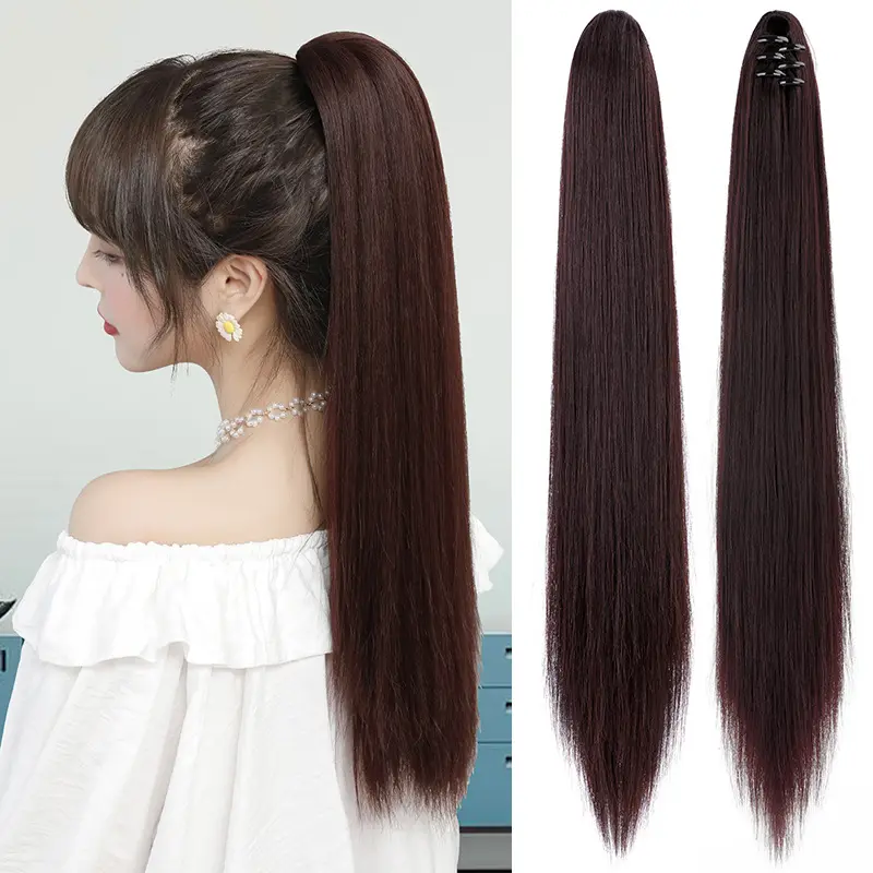 Ainizi 60Cm 120 Gram Lange Rechte Synthetische Hair Extensions Kleine Klauw Clip In Paardenstaarten Voor Vrouwen 11 Kleuren Beschikbaar