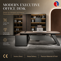 Bureau de direction en L en bois avec tiroirs, mobilier de bureau moderne pour PDG - Vente chaude