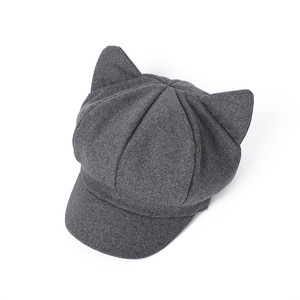 Gorro Newsboy con Orejas de Gato, Gorras de Papelero, Gorros Cálidos de Taxista, Gorros de Pintor Estilo Gatsby, Gorra Octogonal Vintage de Lana para Mujer - Product Image 1