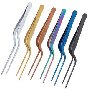 Pinzas de cocina de Chef de acero inoxidable de 8,3 pulgadas y 6,3 pulgadas, pinzas de comida puntiagudas curvas culinarias, pinzas para barbacoa, Gadgets - Product Image 5