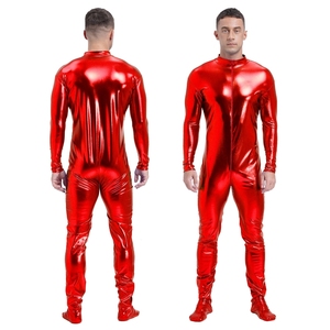 Mono metálico brillante para hombre, traje de cuerpo entero, ropa de discoteca para actuaciones en escenario, festivales y fotografía - Product Image 2