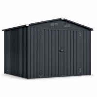 Abri à outils galvanisé durable toute l'année, 10*8 pieds, double porte, résistant à la rouille, pour le rangement extérieur dans la cour
