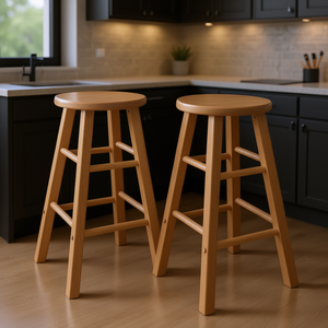 Taburetes de Madera Natural Element, Juego de 2 Sillas de Comedor, Muebles Rústicos Modernos para el Hogar, Diseño Estable - Product Image 2