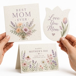 Biglietto in Carta Seminabile per la Festa della Mamma con Design di Bouquet di Fiori Selvatici - Product Image 4