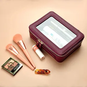 Waterproof Hard Makeup Bag Fashion Leather Pvc Tpu Clear Cosmetic Travel Case