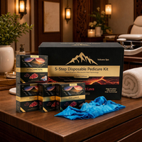 Kit de pédicure jetable de luxe édition or 5-en-1, ensemble de trempage des pieds Volcano Spa, parfum de lave chaude biologique, pour salon de manucure professionnel