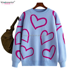 Winter Warm <strong>Jumper</strong> <strong>Valentine</strong> Knit Sweater Pullover Heart Designer Oversized Jacquard Plus Size Knitted Sweaters for Women - Product Image 6