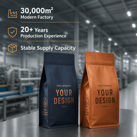 Sachet de café écologique recyclable avec logo personnalisé, fermeture éclair, finition mate, 250g 500g