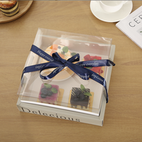 Boîtes à friandises en papier transparent Conteneur à gâteaux Boîtes d'emballage de dessert à cupcake transparent