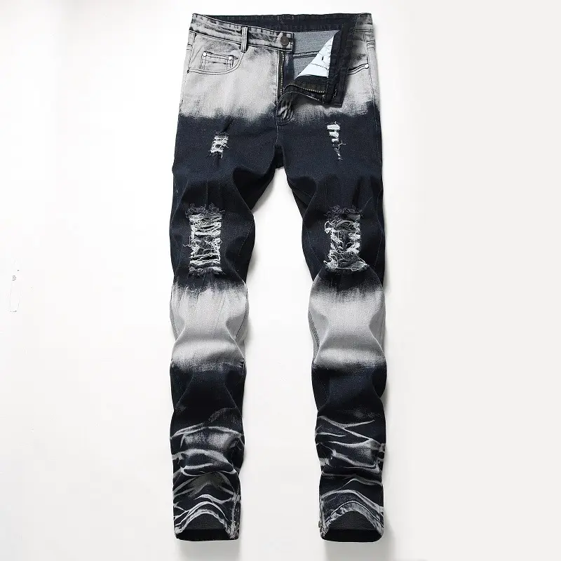 Jeans rasgado vintage reto, jeans skinny com zíper 2022