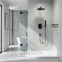 TIDJUNE Bain Douche Robinets Valves et Garniture Salle de Bain Kit de Douche Mural Ensemble Complet de Robinet Système de Douche de Pluie